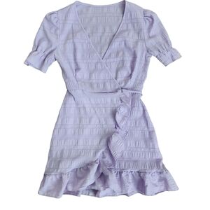 Shein Lavender Puff Sleeve Ruffle Wrap Dress - Size Petite XXS